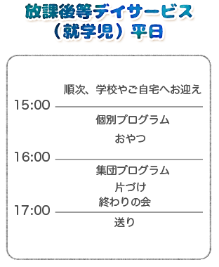 放課後等デイサービス平日時間割